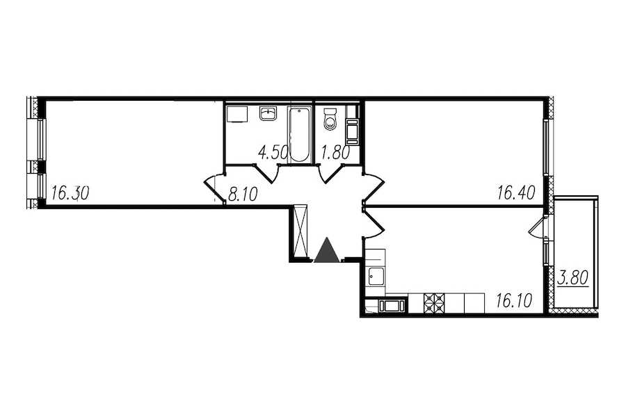 Двухкомнатная квартира в : площадь 63.2 м2 , этаж: 10 – купить в Санкт-Петербурге